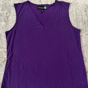 NWOT Antthony Essentials Sz XL Liquid Easy V Neck Knit Tank Purple Travel Top